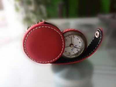 leather travel alarm clock mini clock pocket clock